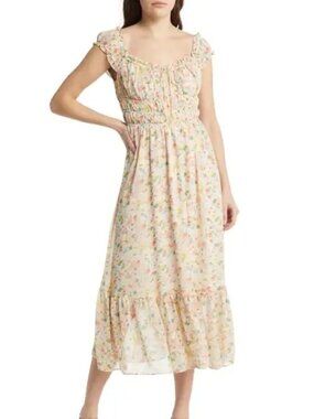 Floret Studios Floral Smocked Dress Size M